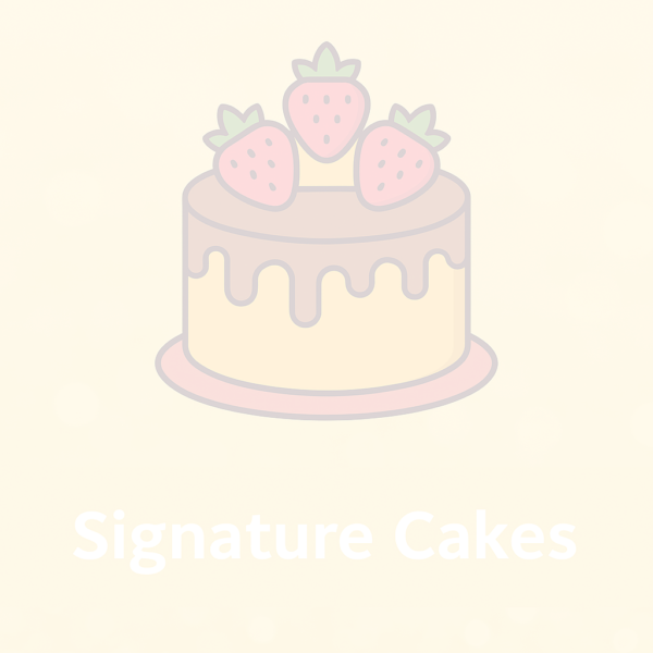 Illustration of a yellow cake with chocolate ganache and strawberries on top, set against a soft yellow background.
