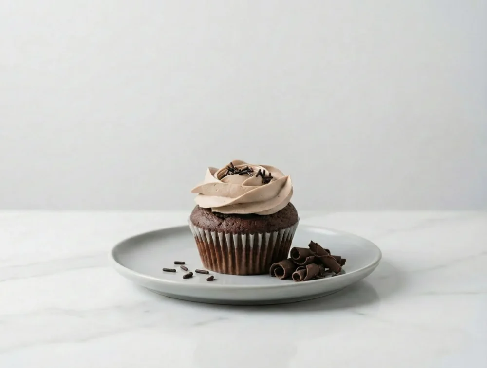 Chocolate cream cupcake with rich frosting from a bakery in Karama, Dubai