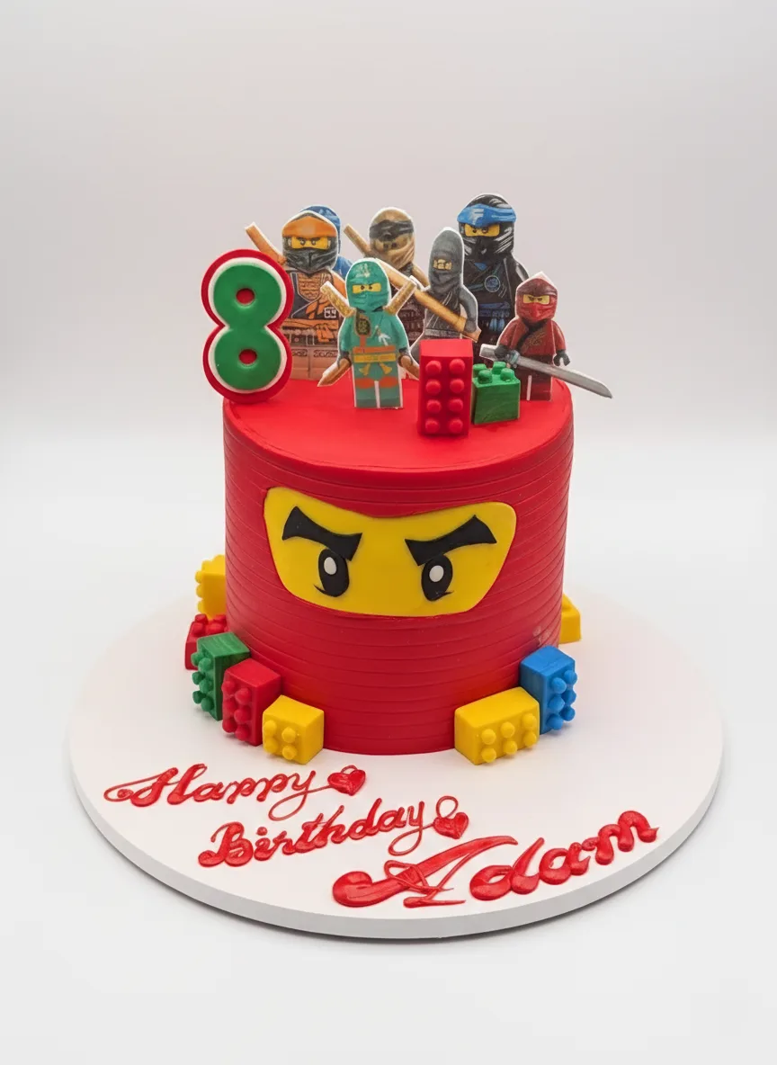 Ninjago theme fondant cake for kids birthday celebration